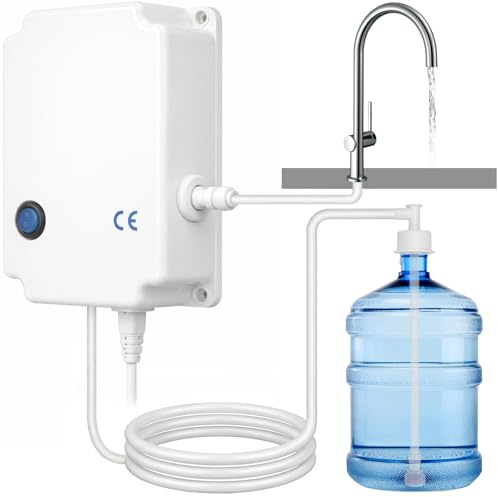 Bottled Water Dispenser Pump System, 220V AC Drinking Water Pump with Automatic Shut-off & 70 PSI, Pre-installed Quick-Connects, for Home, Office, and Refrigerator, Coffee/Ice Machine, Faucets