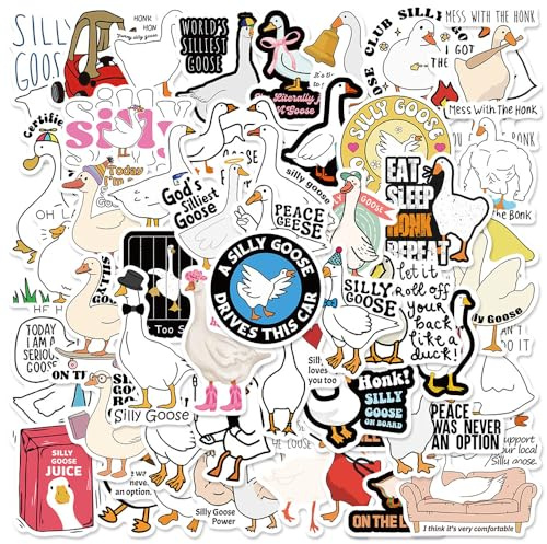 Lustige, alberne Gänseaufkleber, 50 Stück, Goose Meme, wasserdichte Vinyl-Aufkleber für Wasserflasche, Laptop, Notebook, Handyhülle, Skateboard, Gepäck, Hydroflasche, Thermoskanne
