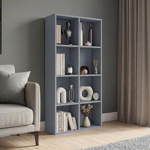 Vida Designs 8 Cube Storage Unit, Grey, Wooden Shelving Display Storage Unit Office Living Room Furniture