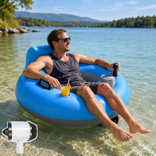 ErShangMao Galleggiante Motorizzato per Piscina,Lettino Gonfiabile Elettrico per Piscina,Salvagente Elettrico per Adulti,Portabicchiere,Schienale per Divertimento al Lago,al Fiume E in Vacanza