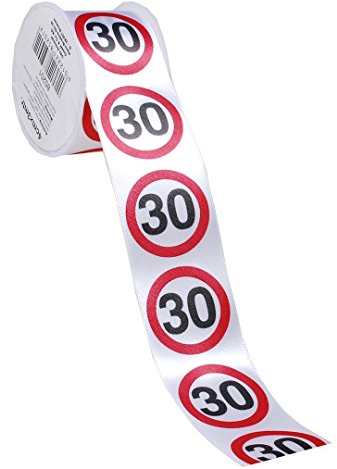 Udo Schmidt GmbH & Co Satin-Geschenkband 30. Geburtstag Weiss-rot-schwarz 300x4cm