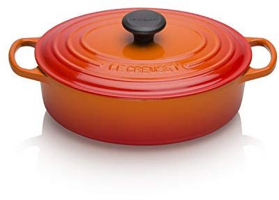 LE CREUSET Signature Gourmet Cast Iron Casserole with Lid, Diameter 27 cm, Oval, Ideal for All Ovens and Ranges (Include Induction), Capacity: 4.1 Litre, 4.14 kg, Volcanic