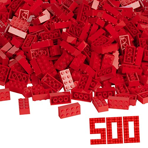 Simba 104118922 - Blox, 500 rote Bausteine für Kinder ab 3 Jahren, 8er Steine, im Karton, vollkompatibel mit vielen Anderen Herstellern