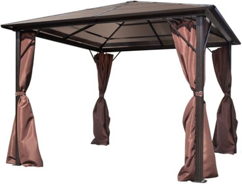 vidaXL Gartenpavillon 4 Vorhänge Alu 3x3m Gazebo Gartenzelt Festzelt Partyzelt