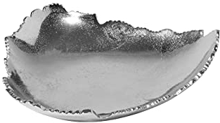 Red Co. 12” Decorative Antique Silver Allure Torn Hammered Metal Centerpiece Bowl with Sculpted Edges