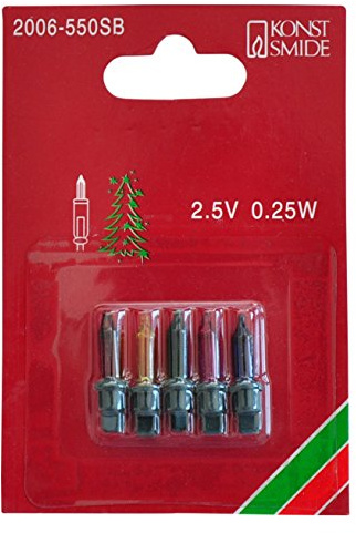 Konstsmide Ersatzbirne, 5er-Blister, bunt, 2.5V, 0.25W, grüne Steckfassung - 2006-550SB