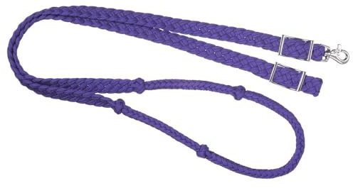 Tough 1 Knotted Cord Roping Reins, Purple, 1 X 8'