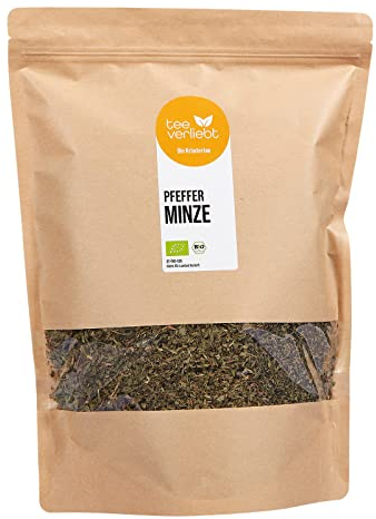 teeverliebt - Bio Pfefferminztee 1 kg I Loser Kräutertee Pfefferminze Feinschnitt I Frische getrocknete Minze lose I erfrischend & wohltuend I aus kontrolliert biologischem Anbau I 1000 g