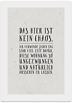 TypeStoff Kunstdruck, Poster mit Spruch – DAS HIER IST KEIN CHAOS - Typografie-Bild auf hochwertigem Karton - Plakat, Druck, Print, Wandbild - KD-00179-L