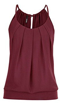 Lazzboy Damen T Shirt Tank Top Sommer Oberteile Blusen Ärmellos Stretch Tunika Top Sexy(Weinrot,XL)