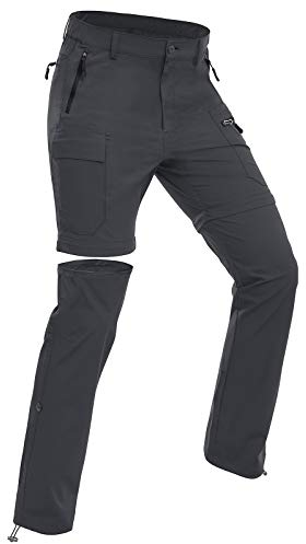 Wespornow Damen-Zip-Off-Wanderhose-Trekkinghose Atmungsaktiv Schnell Trockend Outdoorhose Abnehmbar Funktionshose Stretch Sommer Hosen (Grau, L)