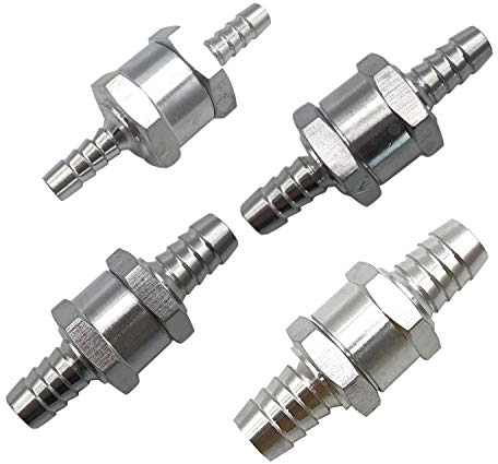 TAKPART 4x Kraftstoff Aluminium Rückschlagventil Rückschlagkraftstoffleitung für Benzin Dieselöl Pflanzenöl (6mm/8mm/10mm/12mm)