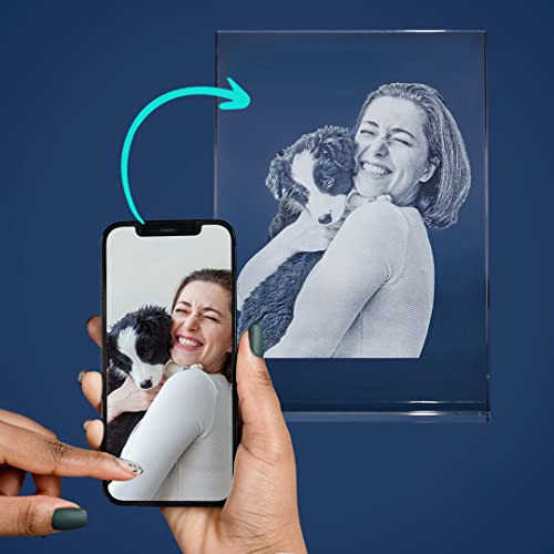 LOOXIS Glasfoto - Votre photo gravée au laser dans du verre Viamant de haute qualité, photo dans le verre comme cadeau photo (photo en verre, taille XL portrait 180 x 130 x 35 mm)