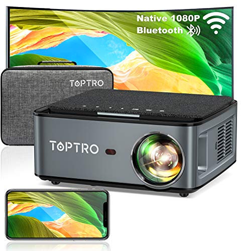 Proiettore 4K Supporto,25000 Lumen,Proiettore 1080P Nativo,TOPTRO Videoproiettore WiFi Bluetooth,4P/4D Correzione Trapezoidale, Zoom Funzione, Proiettore 350'' Home Cinema per iOS/Android/TV Stick/PS5