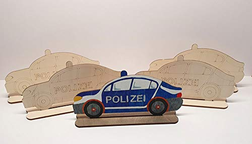 Ausmal Set 07 - Polizei Fahrzeuge - 5 Stück aus Holz