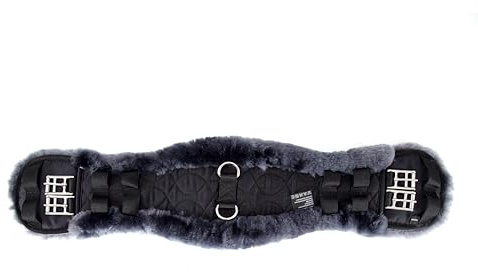 Merauno® Lammwolle Konturgurt Sattelgurt, Kurzgurt Dressurgurt, aus Qualitäts Merino Lammwolle, spezielle anatomisch konkave Form, für bessere Rutschfestigkeit. Farbe:Natur,Schwarz,Braun,Anthrazit