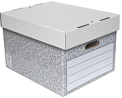 SUMMIT Large Archive Storage Boxes with Lids – Pack of 5, Durable Recycled Cardboard for Office, Home & Moving, Easy Assembly, 38.1 x 25.2 x 32.7 cm