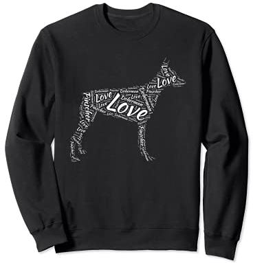 Amore Doberman Pincher Dog Silhouette Word Cloud Pet Gift Felpa