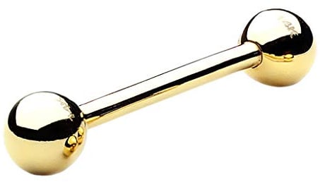 Taffstyle Piercing Barbell Piercing Hantel Stecker Stab Zungenpiercing Zunge Mund Ohr Tragus Helix Ohrpiercing Echt Gold 585 Kugel Gelbgold 1,2mm x 8mm x 3mm
