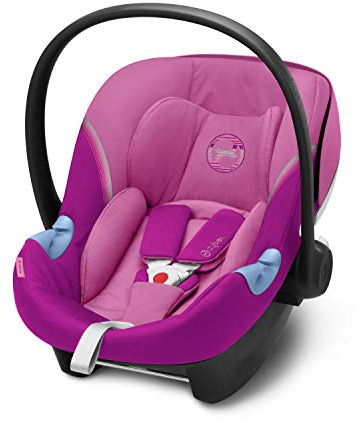 Cybex Gold Aton M i-Size Babyschale Babyschale mit Neugeboreneneinsatz und farblich passender Kapuze, Gruppe 0+ (0-13 kg), ab der Geburt, ca. 24 Monate (45-87 cm), Kollektion 2021, Magnolia Pink