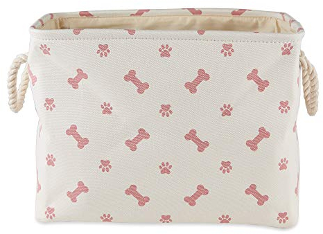 Bone Dry Pet Storage Collection Pfoten-und Knochenaufdruck, Polyester, Rose, Medium Rectangle, 16x10x12