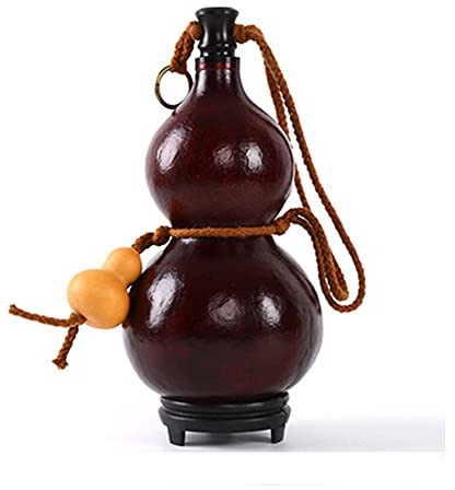 ZCBYBT Tragbare trockene Gourd-Flasche im Freien, Reine natürliche Kürbis-Flasche mit Deckel, Bienenwachs-Anti-Verschiebung, chinesische Art-Dekorationsgetränk,500ml
