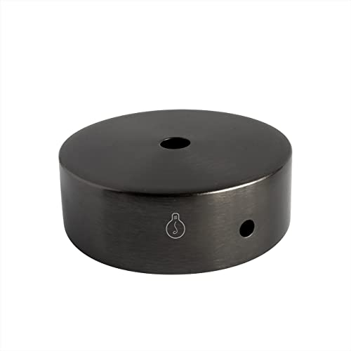 AMARCORDS - Baldachin aus Metall, Farbe GUNMETAL, Lampengehäuse komplett mit Kabelklemmenzubehör, Schrauben und Deckenhalterung. Durchmesser 77 mm, Höhe 26 mm