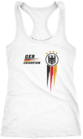 MoonWorks® Damen Tank Top Fan-Shirt Deutschland Champion EM 2024 Fußball Europameisterschaft Racerback Muskelshirt weiß XXL