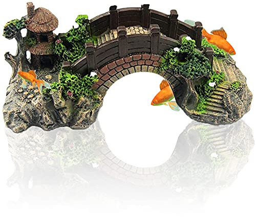 LYQQY Brücke Ornament, Aquarium Deko Exquisit und Realistisch Aquarium Decor Brücke Aquarium Deko Höhle Brücke für Kleine Garnele Fisch,Aquarium, Aquarium, Fischteich