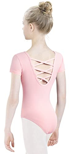 tanzdunsje Ballettanzug Mädchen Ballett Trikot Kinder, Ballett Body TanzBody Turnanzug Gymnastikanzug Trikot für Kinder Damen, 150 Rosa