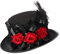 COSDREAMER Damen Steampunk Uhr Zifferblatt Blume Zylinder Feder Halloween Kostüm Hut (58 cm) Schwarz-rot