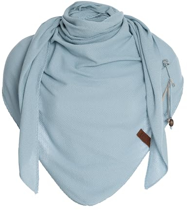 KNIT FACTORY - Lola Dreieckstuch - Fein Gestrickter Damen Schal - Tuch Schal - Für Frühling und Sommer - Baumwollmix - Iced Blue - 190x85 cm