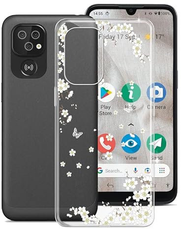 KJYF Phone Case for Doro 8100 Plus (6.1 Inch), Shockproof Shell Bumper for Doro 8100 Plus, Anti-Scratch Clear Back Cover [Thin Slim X Anti-Yellowing] - White Flower