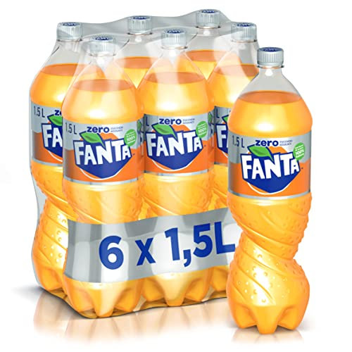 Fanta Senza Zuccheri Aggiunti – 6 Bottiglie da 1.5 L, con Succo di Arance Italiane, Senza Aggiunta di Conservanti, Bottiglia PET 100% riciclabile, Gusto Rinfrescante, Bevanda Analcolica Frizzante