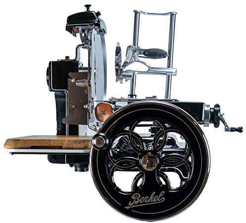 Berkel Aufschnittmaschine Volano B3 schwarz – Wunderschöne Schwungradmaschine & 100% handgefertigtem Schneidebrett