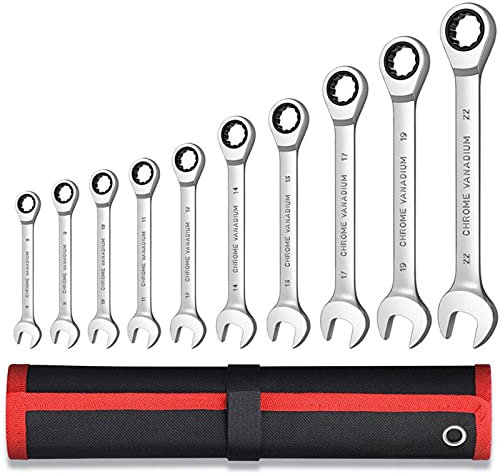 BOSUGE Ratchet Spanner,Rachet Set Spanners Ratchet Combination Metric Wrench Set Hand Tools for Nut Tools Ring Spanner Torque Gear Ring Wrench Combination Key (Color : 10pcs)