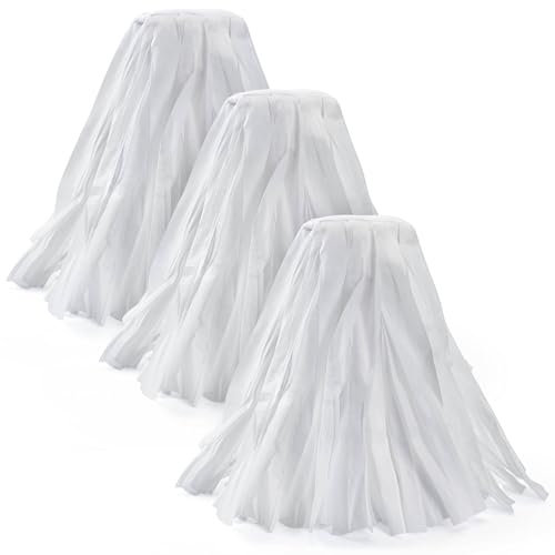 MATTHEW CLEANING Looped-Open Disposable Industrial Wet Mop Head 1.25'' Universal Headband Non-Woven Commercial Mop Head Replacement for indoor&outdoor Use,Floor Cleaning String Mop Head Refill 3 Pack