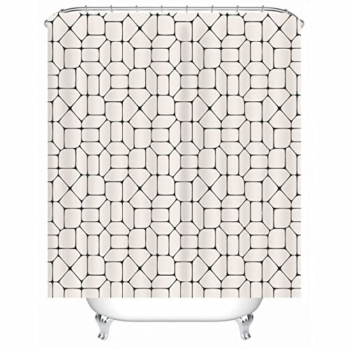 Hoisy Shower Curtains Anti Mold, Duschvorhang Beige Wasserabweisend Geometrisches Design Beige Größe 180X200CM