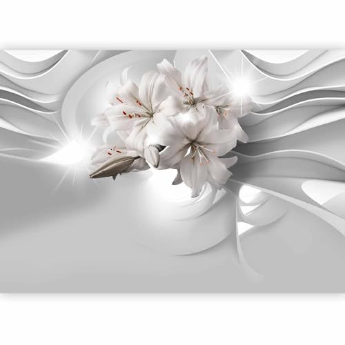 murando Premium Photo Wallpaper Lily Abstraction 350x256 cm / 138x97 | Non-Woven Premium Art Print Fleece Wall Mural Decoration Poster Picture Design Modern, White Flowers Nature 3D