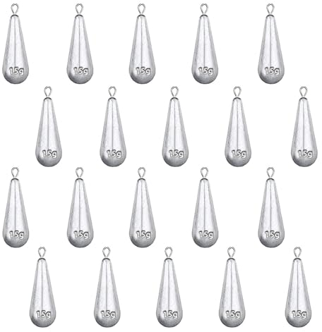20 PCS Angelgewichte Kit, Shot Gewichte, Angeln Sinker, Birnenbleie, Angelns Blei Sinker, Angeln Drop Shot Blei Set für Outdoor Angelns Angelgerät,Echtes Gewicht 13g