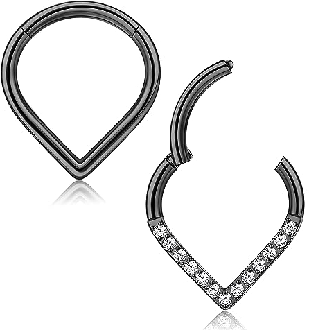 Adramata G23 Titan Helix Piercings für Damen Herren Titan Septum Piercing 16G V-förmige nasenpiercing Ring Hypoallergen CZ Knorpel Helix Tragus Ohrringe Ohrpiercing Titan Nasenring Piercing