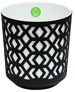 Blumentopf Kräutertopf Pflanzentopf für Zuhause Balkon Terrasse Garten Modernes Design Kunststoff Gemustert Schwarz-Weiß 26,8 x 25,4 cm x 25,4 cm