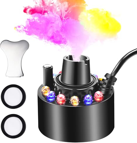 Joycabin Ultraschall Vernebler, Mini Nebelmaschine, 12 LED Lichtern Nebelhersteller, Mist Maker Wassernebler Fogger Luftbefeuchter für Halloween Springbrunnen Wasserspiel und Topflandschaft