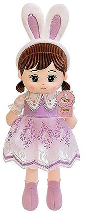 Uposao Kuschelpuppe Weiche Stoffpuppe, 50CM Mädchen Plüschpuppe Gefüllte Stoffpuppe mit Rock Hasen Ohren Schöne Prinzessin Fee Stofftier Fee Spielzeug Weihnachten Geschenk Cartoon Deko Für Baby Kinder