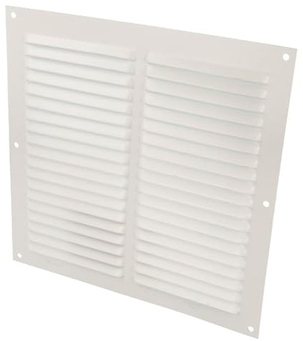 Aluminium Lüftungsgitter Kamin Belüftung Abluftgitter Innen - Außenentlüftungsabdeckung Lüftungsblech Abdeckung Lamellengitter Weiß oder Silber (Weiß, 200mm x 200mm)