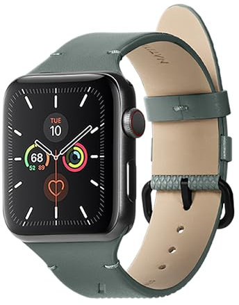 Native Union-(Re Classic Correa para Apple Watch 42/44/45 mm-Materiales a base de plantas-Hardware de acero inoxidable con respaldo liso-para Apple Watch Series1-9, Ultra y Ultra 2 (verde pizarra)
