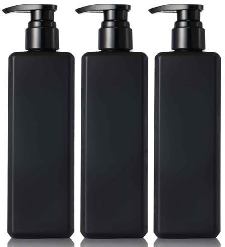 MUNSKT 3 Pack Shampoo and Conditioner Dispenser, 500ml Refillable Soap Lotion Bottles with Pump for Kitchen Bathroom Shower, Square Matte Black