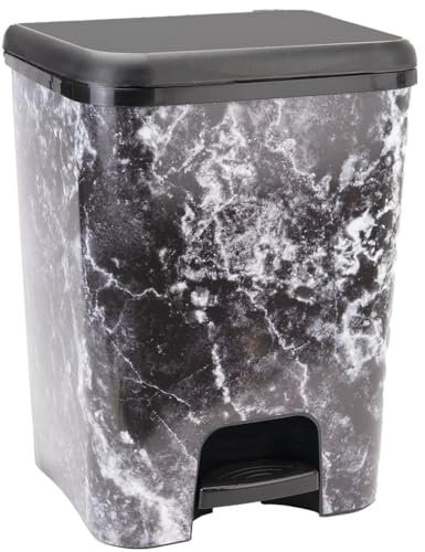 COM-FORT HOUSE | Cubo de Basura con Pedal | Capacidad de 37 litros | Cubo Reciclaje | Color Mármol | Cubo de Basura Orgánico Cocina | 1 unidad | Piezas Extraíbles | Limpieza Fácil |