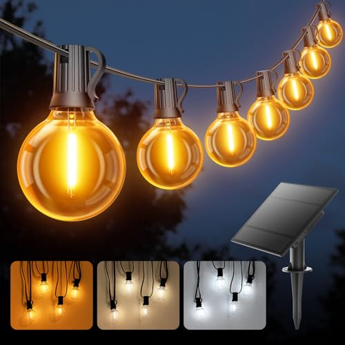 Ehaho 7.6M Lichterkette Außen Solar Dimmbar | Warmweiß Neutralweiß Kaltweiss | Solar Lichterkette Outdoor mit 20+3 Stk G40 Glühbirnen | IP65 Wasserdicht für Balkon Garten Party Terrasse Hof