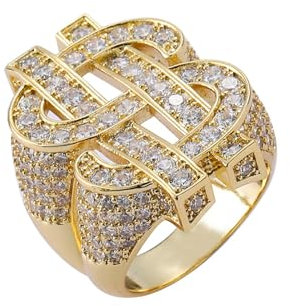 GleaMora Aushöhlen US-Dollar Symbol Hip Hop Persönlichkeit Unisex Ring Trendiger Ring Licht Luxus Ring Ins Stil Ring Jubiläum Schmuck